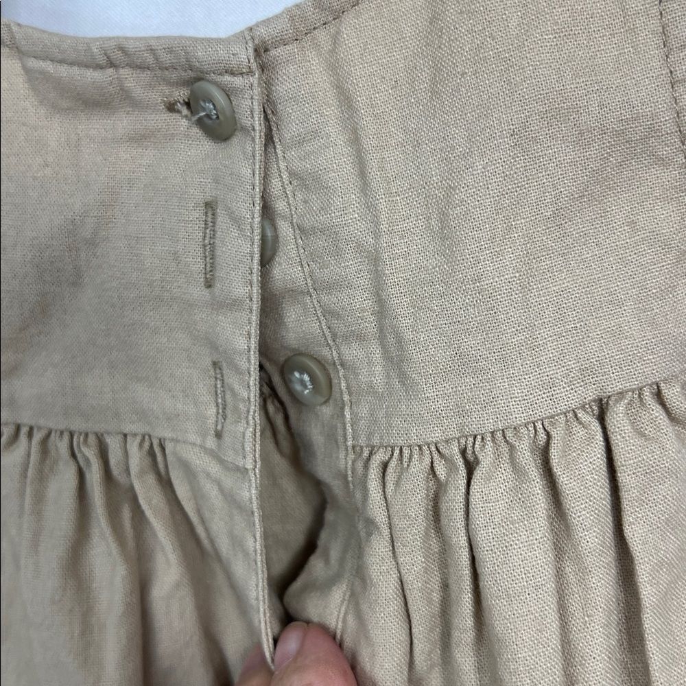 Tea Collection Tan and Orange Stripe linen dress 6-12 months - Picture 6 of 14